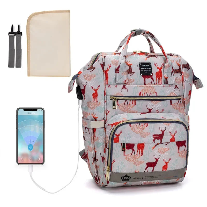 Baby Nappy Bag Mummy Bag Backpack Waterproof Storage Handbag Outdoor Travel Mommy Maternity Bag For Baby Stuff Gray Diaper Bags