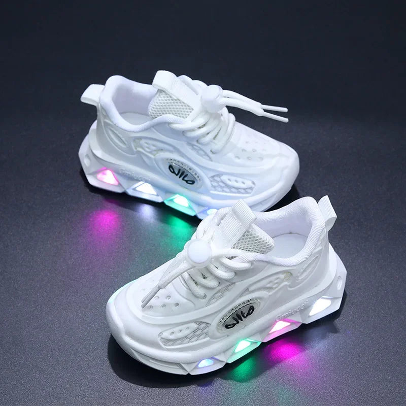 Baby Shoes2023 Spring Autumn New Boys and Girls Light Up Clunky Sneaker Small and Medium-sized Children's Soft Soled Baby Shoes