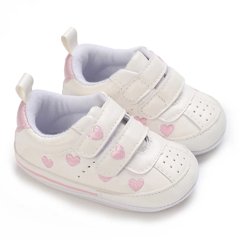 Baby Shoes for Girls and Boys with Love Embroidery 0-12 Months Fashion Baby Shoes Prewalker for Girls and Boys