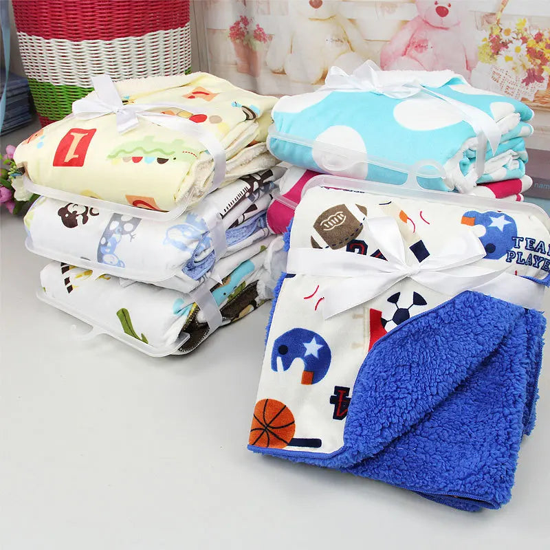 Baby Blanket & Swaddling Newborn Thermal Soft Fleece Blanket Winter Solid Bedding Set Cotton Quilt Infant Bedding Swaddle Wrap