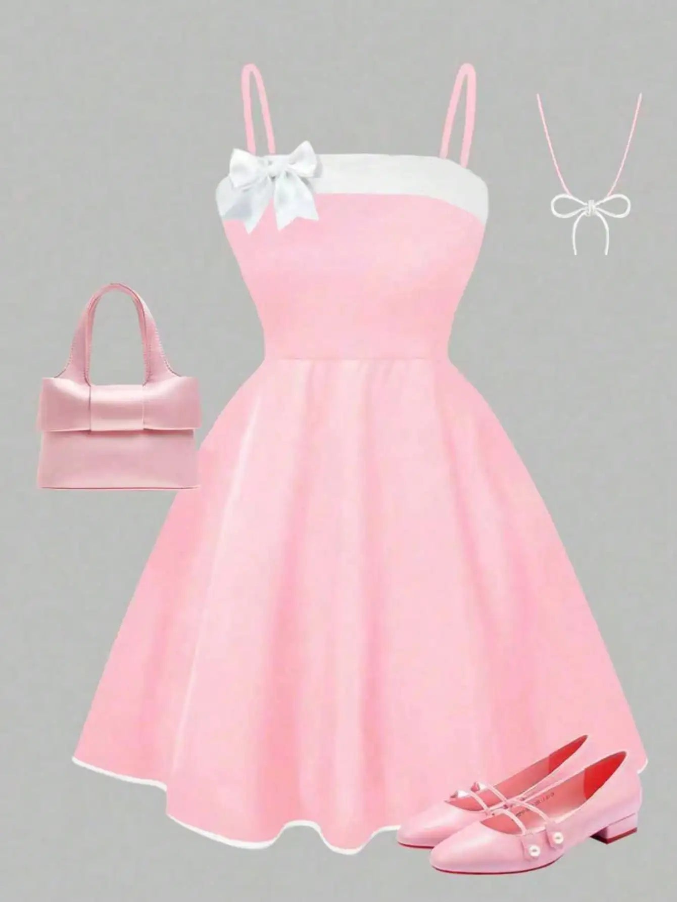 Girls' dress summer outfit; children's summer bow dress; girls' medium and large dress for parties, outdoors, travel