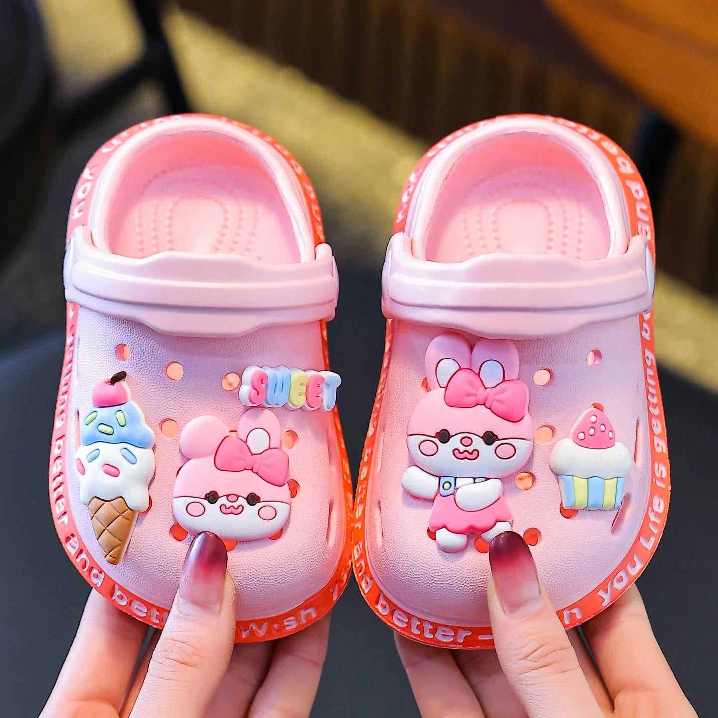 New Children Baby Shoes for Boys Girls Cute Cartoons Kids Mules Clogs Summer Garden Beach Slippers Sandals Cave Hole