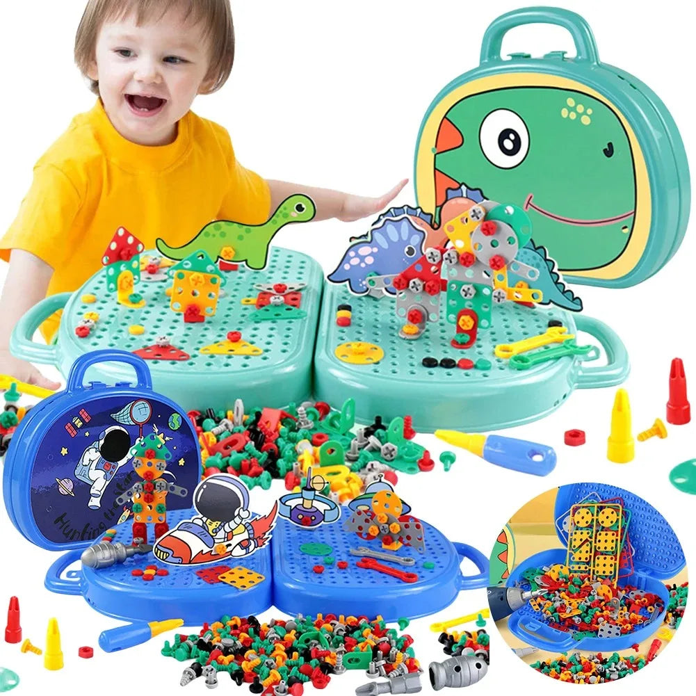 Magic Montessori Toy Play Toolbox with Electric Drill Educational Construction Engineering Toys Creative Kids DIY Learning Toys
