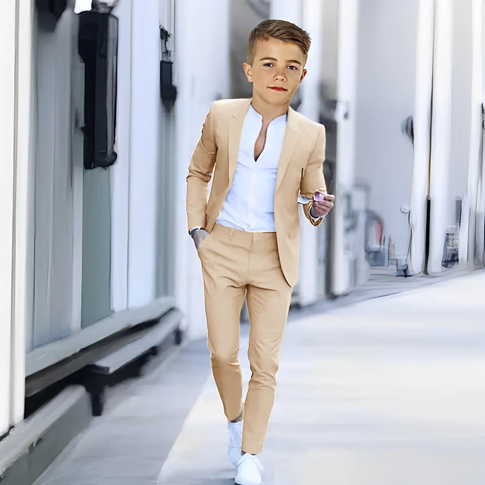 Khaki Suit for Boys Fashion Summer Jacket Pants 2-piece Set Custom Suit Wedding Boys Dress 2-16 Years Old Outfit