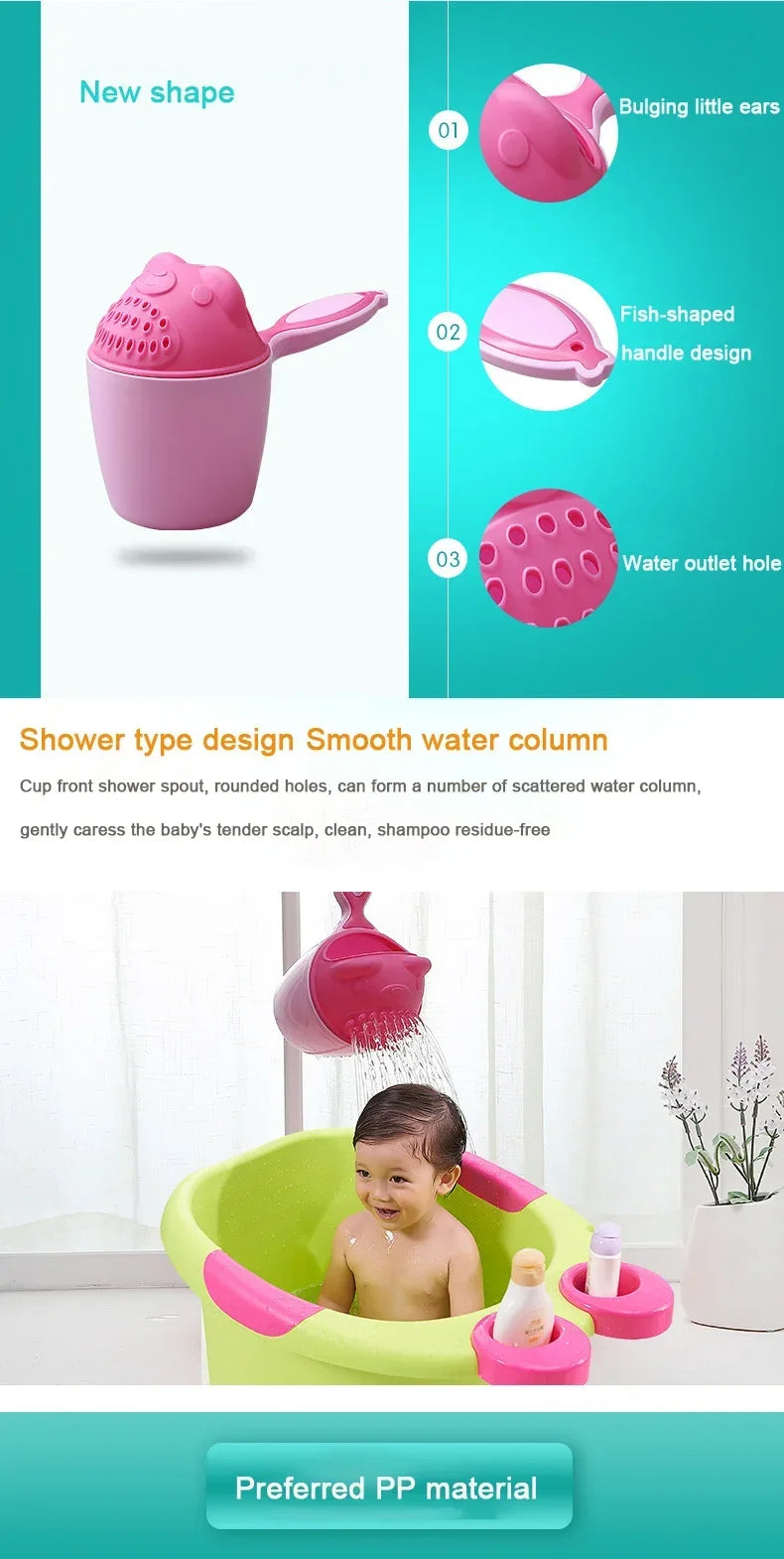 Toddler Shampoo Cup Baby Bath Caps Children Bathing Shower Spoons Child Washing Hair Cup Kids Bath Tools Kids Care Accessories