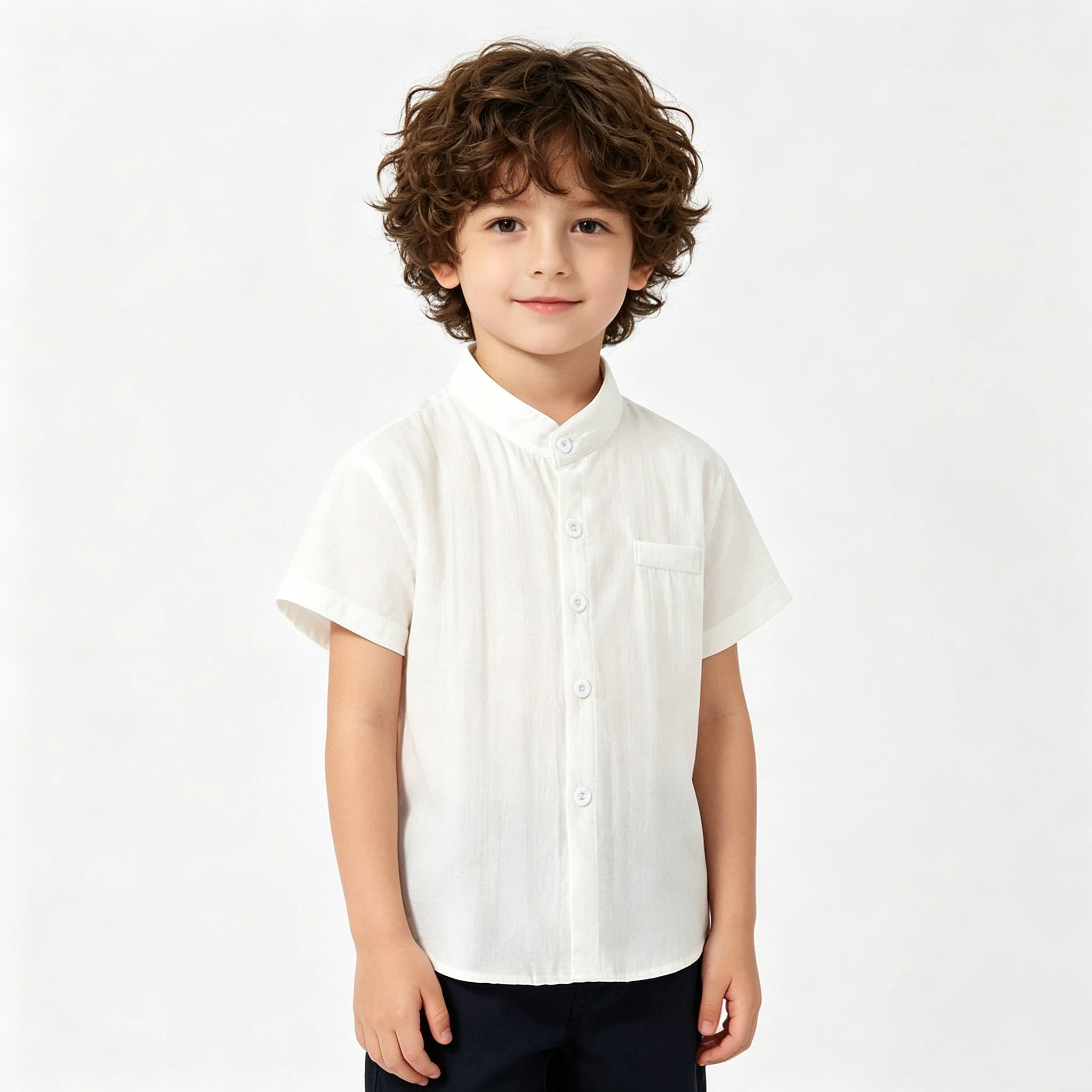 Boys Dress Shirt Toddler Boy Blouse Cotton Short Sleeve Kids Blouses Soft Boutique White Black Children Blouse  2 3 4 5 6 7Years