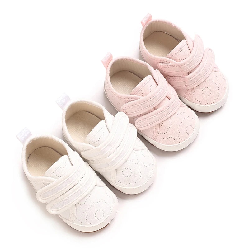 NEW Fashion Infant Spring Shoe Newborn Infant Girl Recreational Baptism Non-Slip Walking Shoe White Soft-soled Sneaker Prewalker