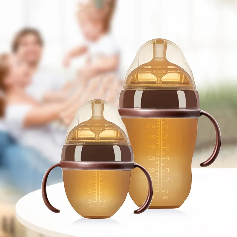 150ml Brown baby bottle, suitable for feeding, portable and simple style, with the handle