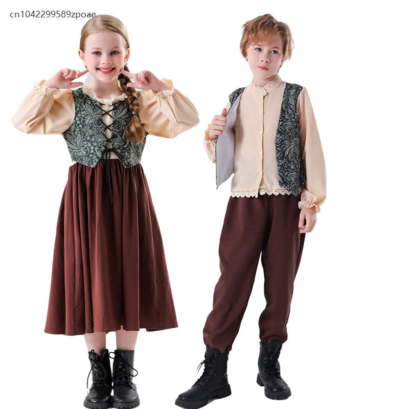 Children's Bavarian National Court Dress Boys And Girls Retro Medieval Costume Halloween Carnival Book Week Cosplay Costume