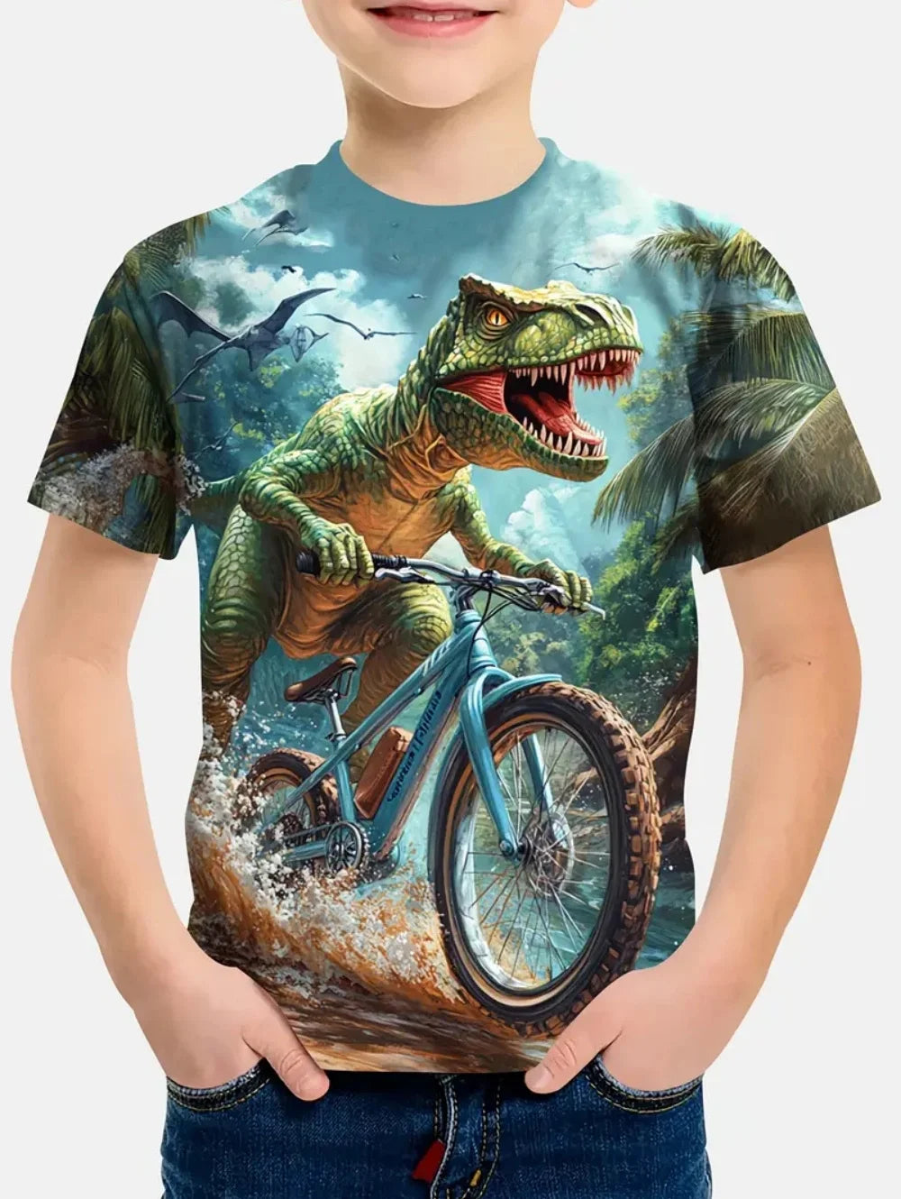 Boys Kids Clothes 3D Print Cartoon Dinosaur Graphic T Shirts Fashions Summer Streetwear O-Neck Short Sleeves T-Shirts for Boys