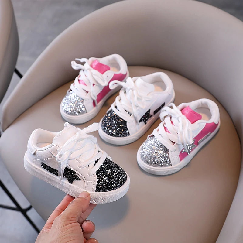Girls' Shoes 2025 Spring New  Casual Versatile Little Girls  Star sneakers Spring and Autumn Children's Sports Shoes