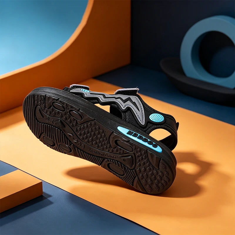 Boys Letter Print Sport Sandals Summer Soft Non-Slip Sole Breathable Casual Outdoor Beach Walking Kids Shoes