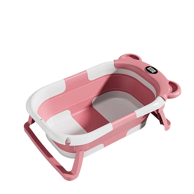 Household Newborn Baby Bath Tub Baby Can Sit and Lie Down Temperature-Sensing Bath Tub Bath Bucket Baby Folding Bath Tub