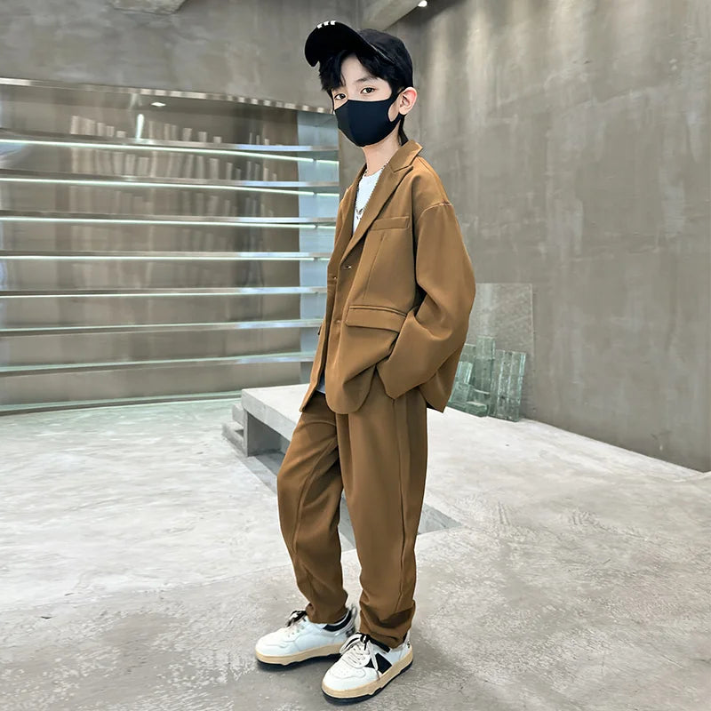 Teenage Boys Formal Clothing Set Blazer Pants Two Pieces Suit for Boys Clothes Fashion Kids Tuxedo Costume Wedding Party Wear