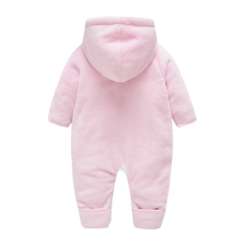 Winter Baby Girls Rompers Long Sleeve Hooded Design Premature Cotton Thicken Cartoon Clothes