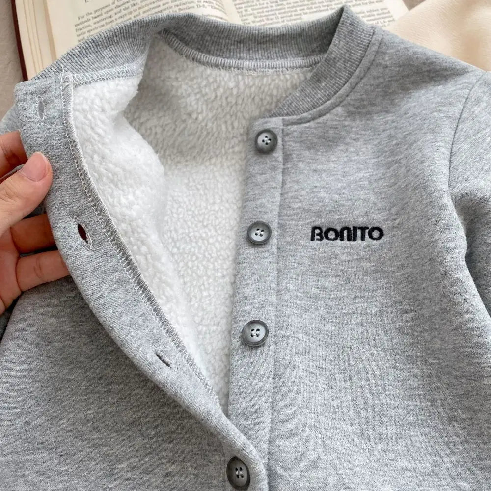 Autumn Winter Newborn Baby Clothes Letter Print Boy Romper Warm Infant Girl Soft Fleece Jumpsuit Pajamas 2026 Bodysuit for 0-24M