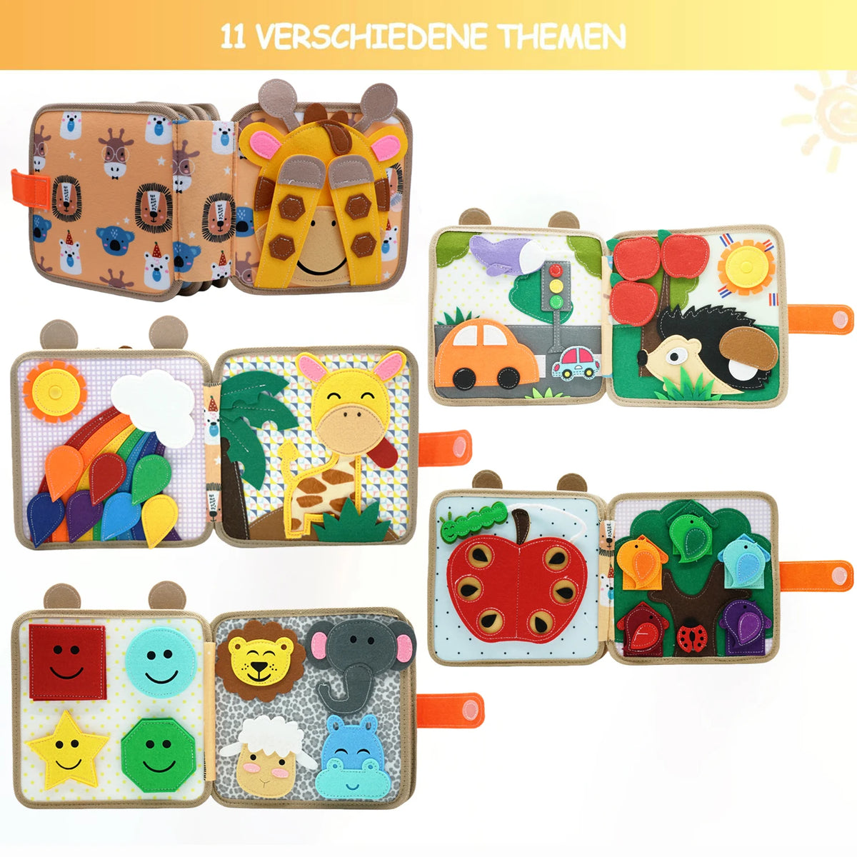 Montessori Farm Quiet Busy Book Soft 3D Cloth Book Baby Sensory Toy Infant Early Cognitive Educational Life Skills Learning Book