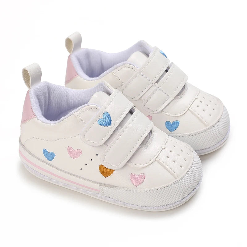 Baby Shoes for Girls and Boys with Love Embroidery 0-12 Months Fashion Baby Shoes Prewalker for Girls and Boys