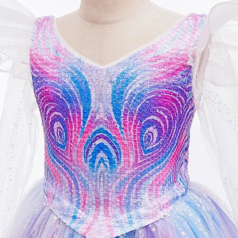 Girls Party Dresses Princess Perform Clothes With Accessory New Movie Witch Glinda Cosplay Costumes Children Carnival Outfits
