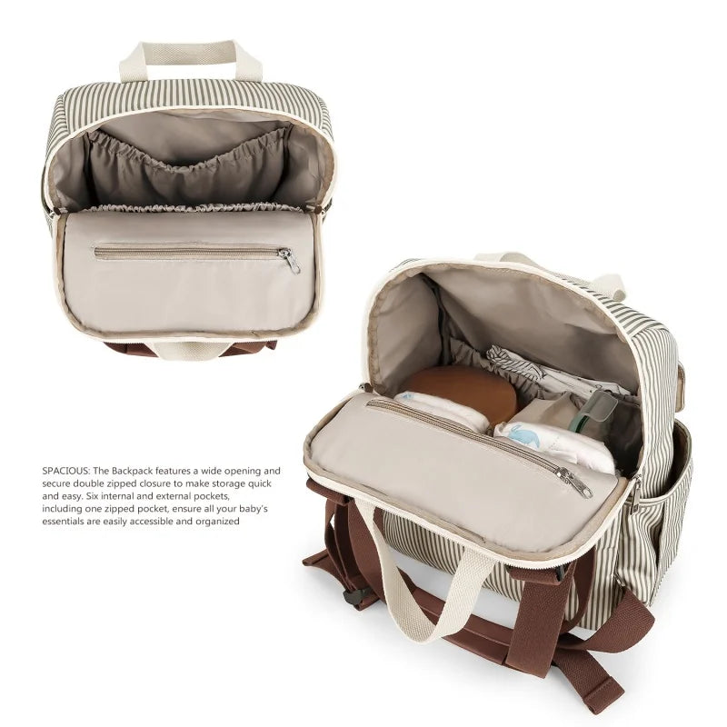 Double/Single Shoulder Mommy Bag with Urinal Pad, Independent Bottle Holder, Multi-functional Maternity Travel Trolley Bag