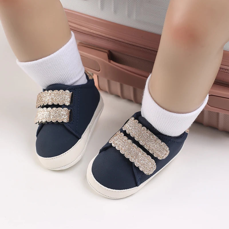 Baby Shoes Infant Pre-Walker Shoes, Floral Embroidery/ Bow Princess Sneakers, Soft Sole Casual Footwear for Baby Girls0-18M