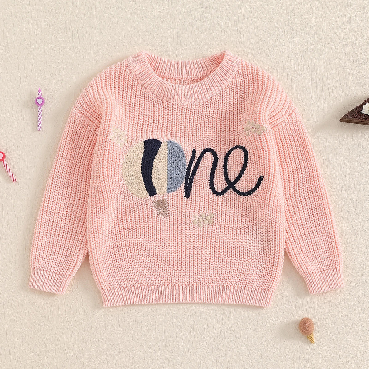 Winter Newborn Boy Birthday Sweater Casual Letter Embroidery Warm Knitted Long Sleeve Pullover Sweaters Knitwear for Toddler
