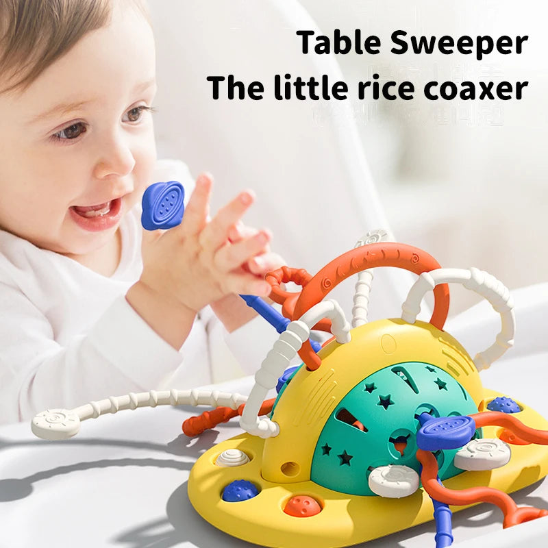 Montessori Baby Sensory Toys Pull String Finger Grasp Training Learning Education Toys Silicone Push Pull String Activity Toy