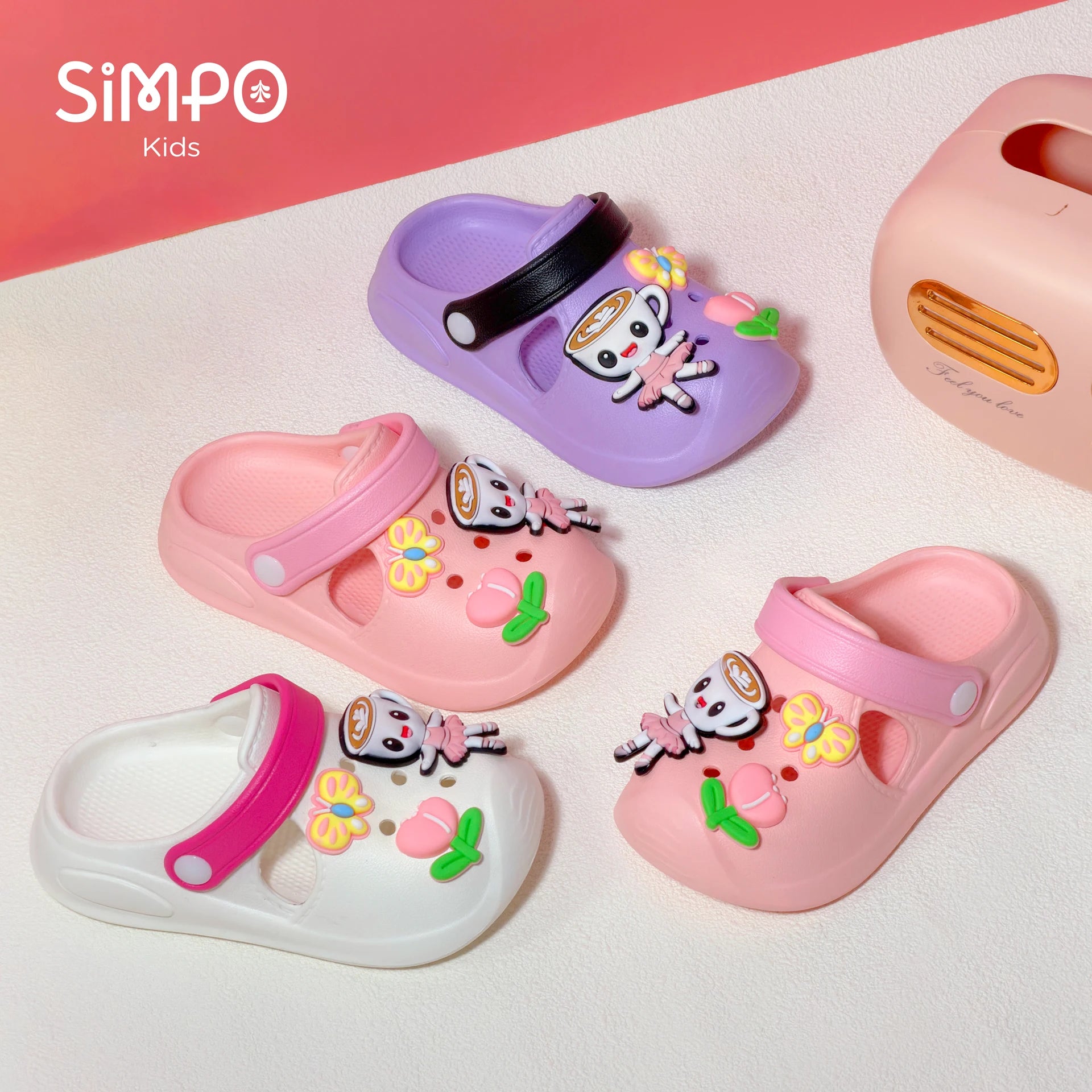 Girls' Slippers with Cute Charms Summer Garden Shoes Beach Sandals Non-slip Breathable Clogs for Girls Indoor & Outdoor Footwear