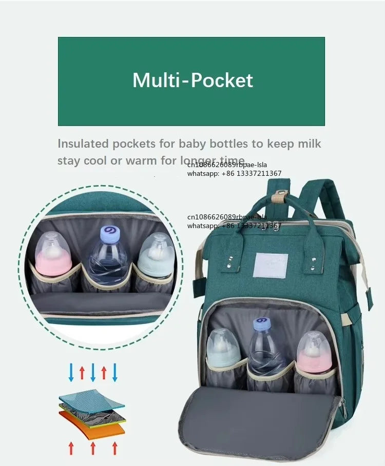 Factory Wholesale OEM ODM Custom Mummy Bag With Bed Cradle Baby Backpack Diaper Bag With Changing Station Mother Baby Care Bag