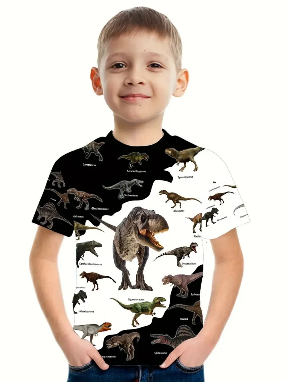 Boys Kids Clothes 3D Print Cartoon Dinosaur Graphic T Shirts Fashions Summer Streetwear O-Neck Short Sleeves T-Shirts for Boys