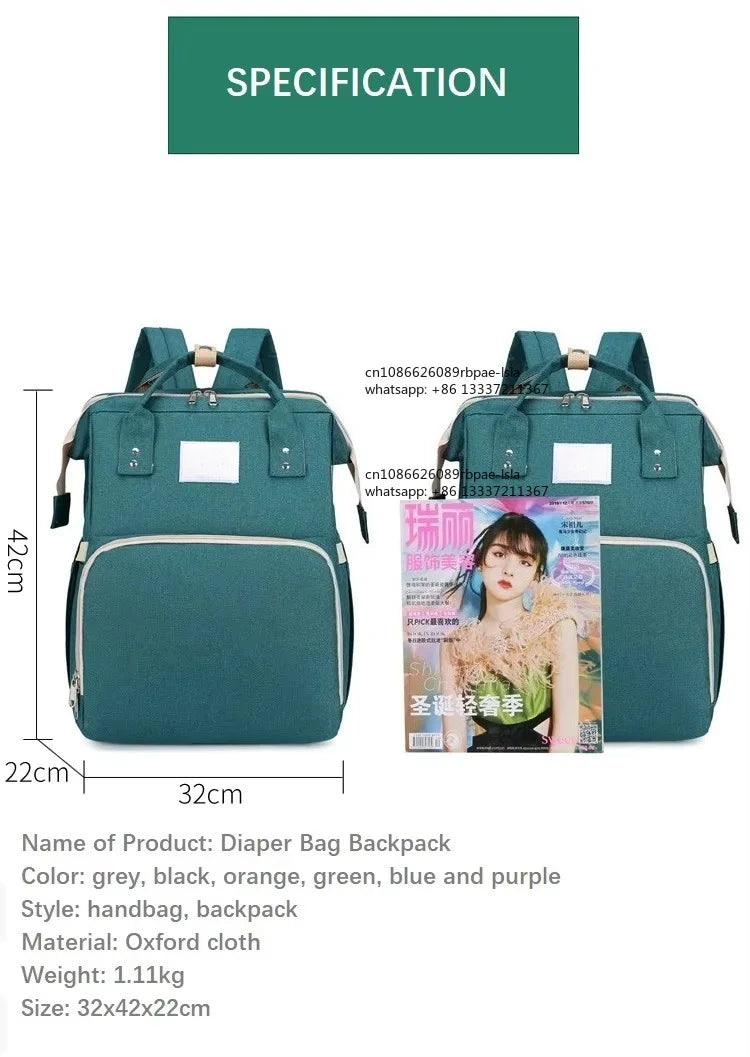 Factory Wholesale OEM ODM Custom Mummy Bag With Bed Cradle Baby Backpack Diaper Bag With Changing Station Mother Baby Care Bag