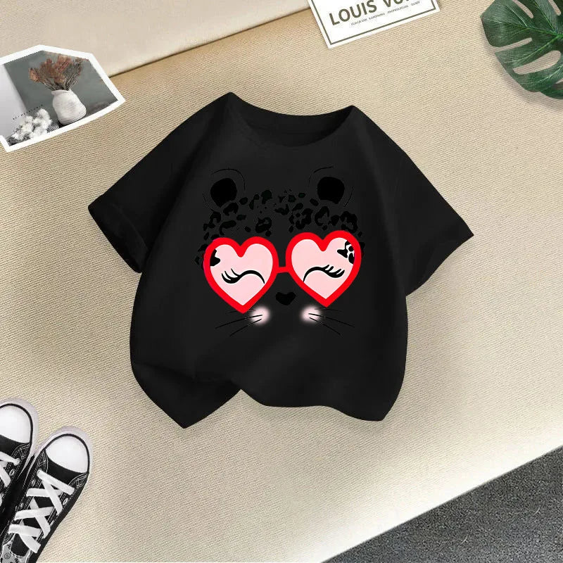 Summer's New Stylish and Fashionable Short-sleeved T-shirts for Boys and Girls, Round-neck Short-sleeved Children's Clothing