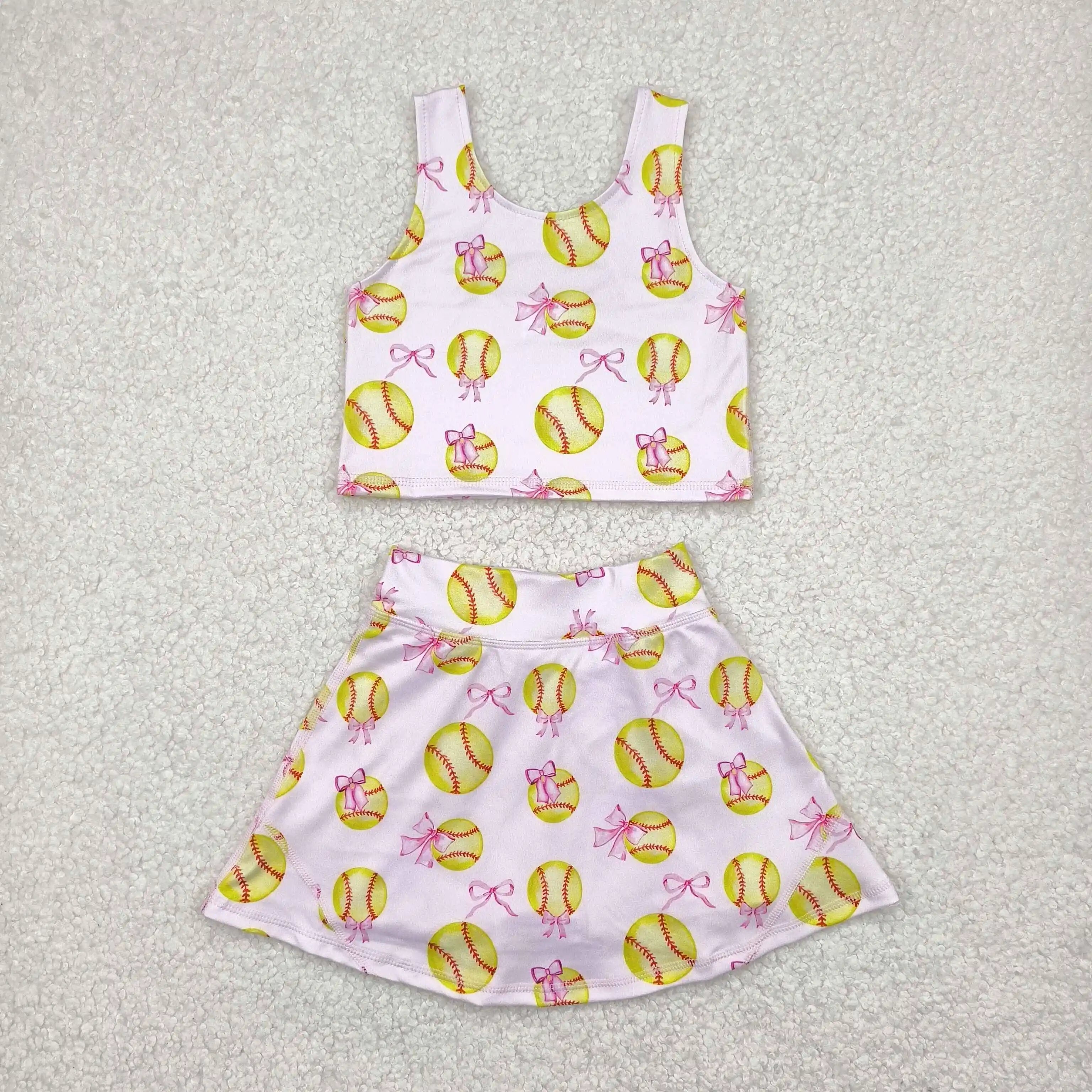 Baby Girls Clothes Dresses Toddler Girl Summer Athletic Acive Wear with Under Pink Castles Yoga Vest Top Sports Skorts Sets