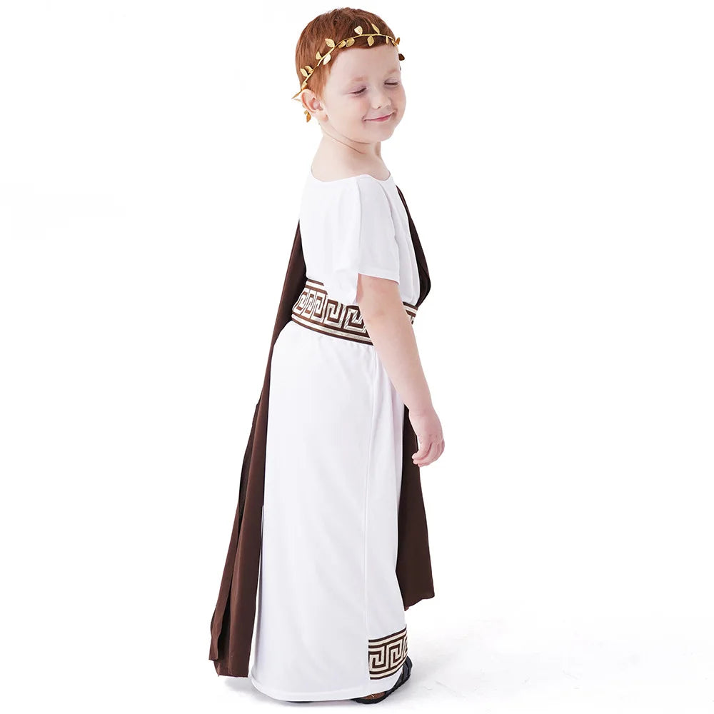 Children's clothing for boys Roman toga costume Children's festival Day  Ancient Greek mythology cosplay costume party Dress up