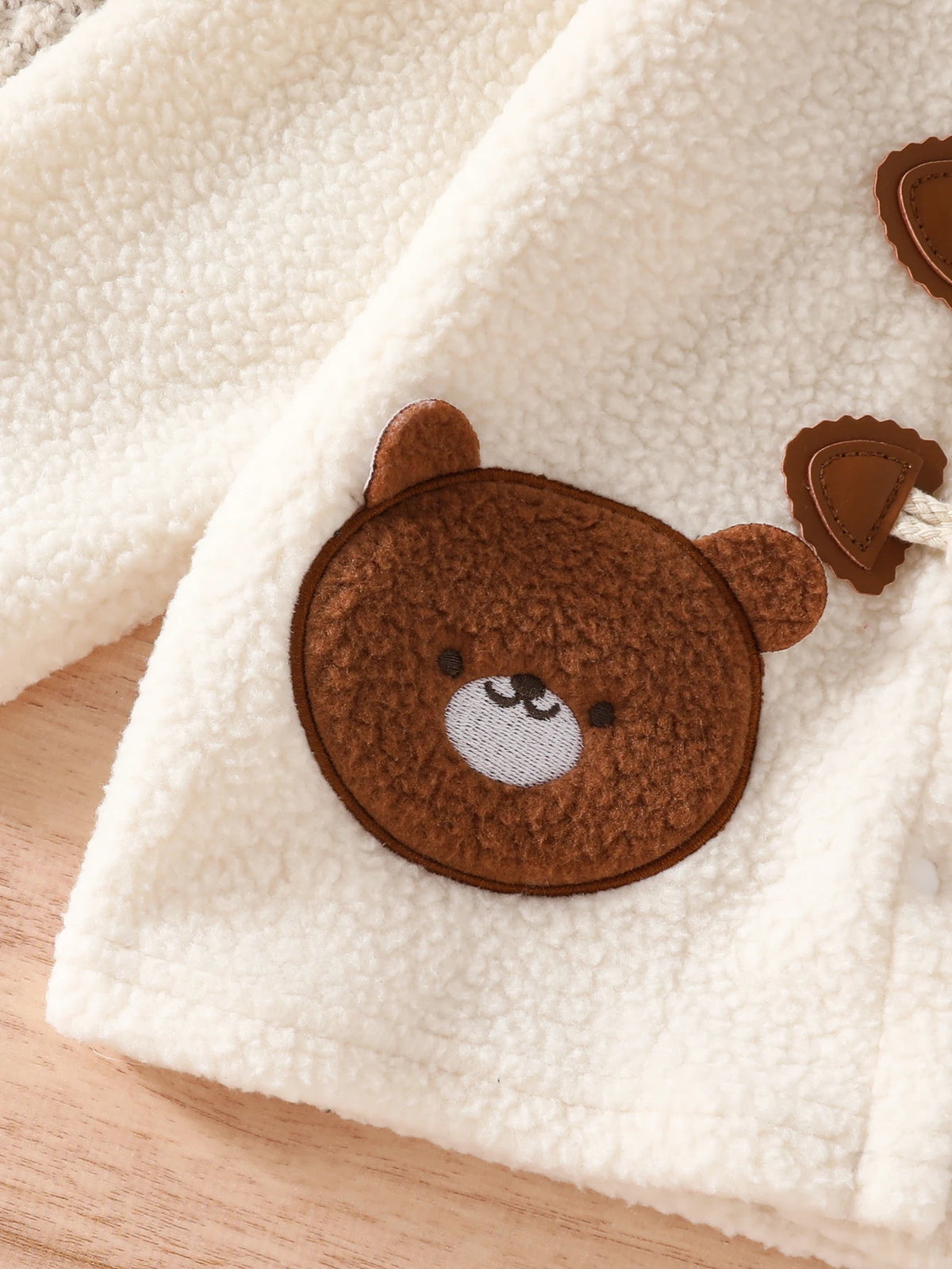 Winter Baby Boys' Cute Casual Teddy Bear Embroidered Fleece Jacket