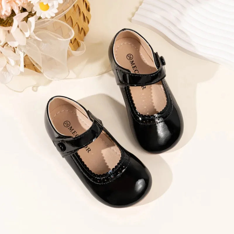 Girls' Leather Shoes 2026 Spring/Autumn New Simple Solid Color Kid's Princess Single Shoes Lightweight Children's Shoes 21-30