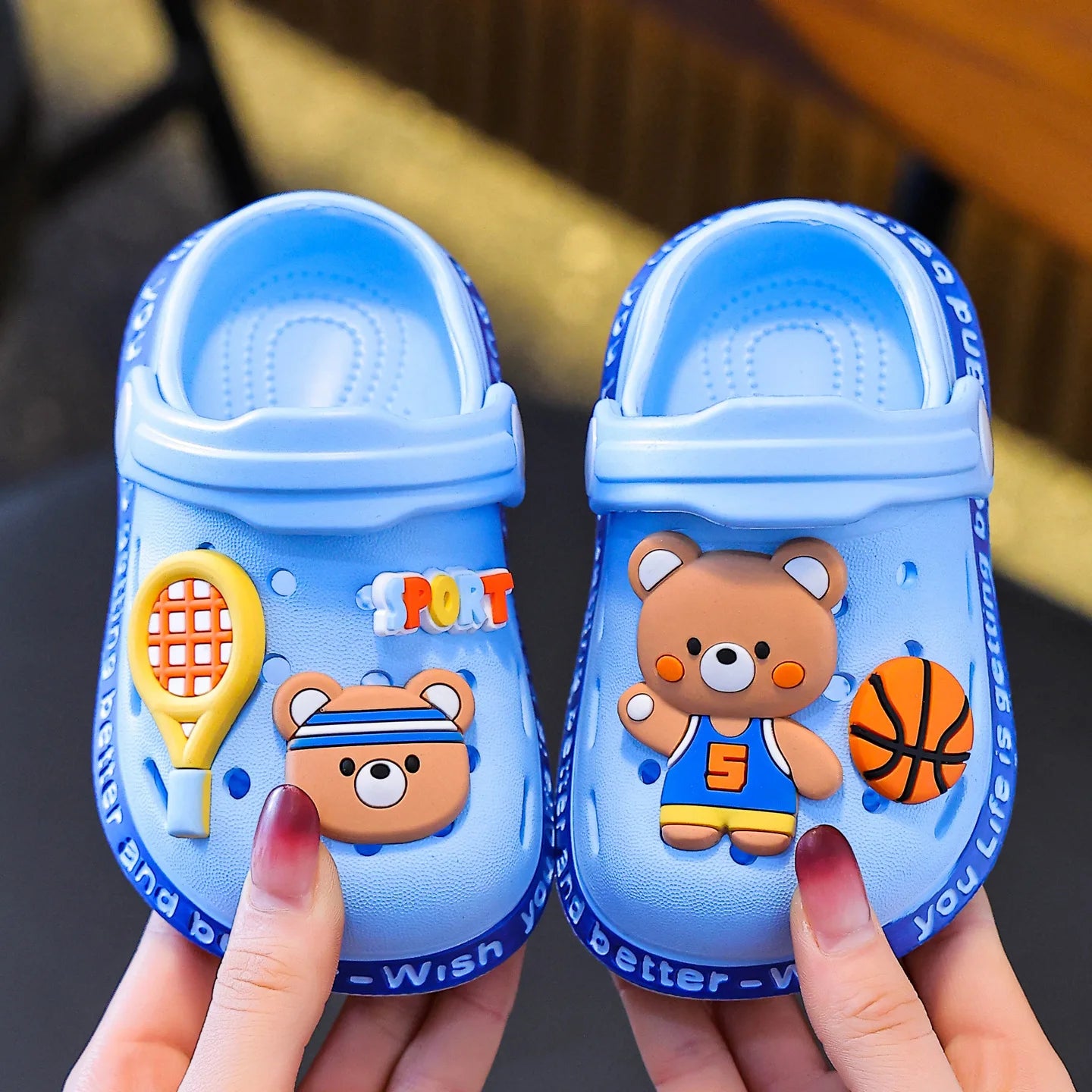 New Children Baby Shoes for Boys Girls Cute Cartoons Kids Mules Clogs Summer Garden Beach Slippers Sandals Cave Hole