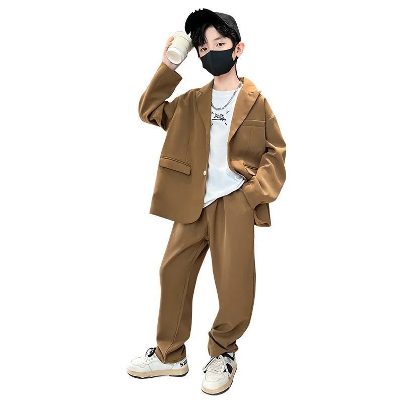 Teenage Boys Formal Clothing Set Blazer Pants Two Pieces Suit for Boys Clothes Fashion Kids Tuxedo Costume Wedding Party Wear