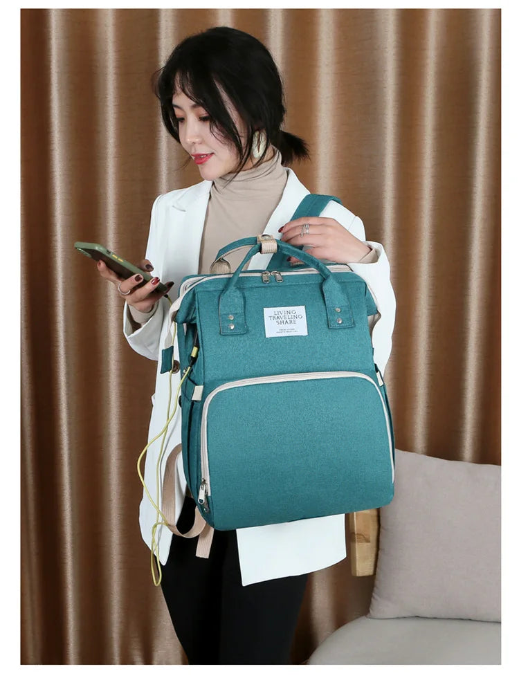 Baby Bed Mother Large Capacity Nappy Milk Bottle Backpacks with Changing Mat Convenient Baby Nursing Bags Gift Mommy Diaper Bags