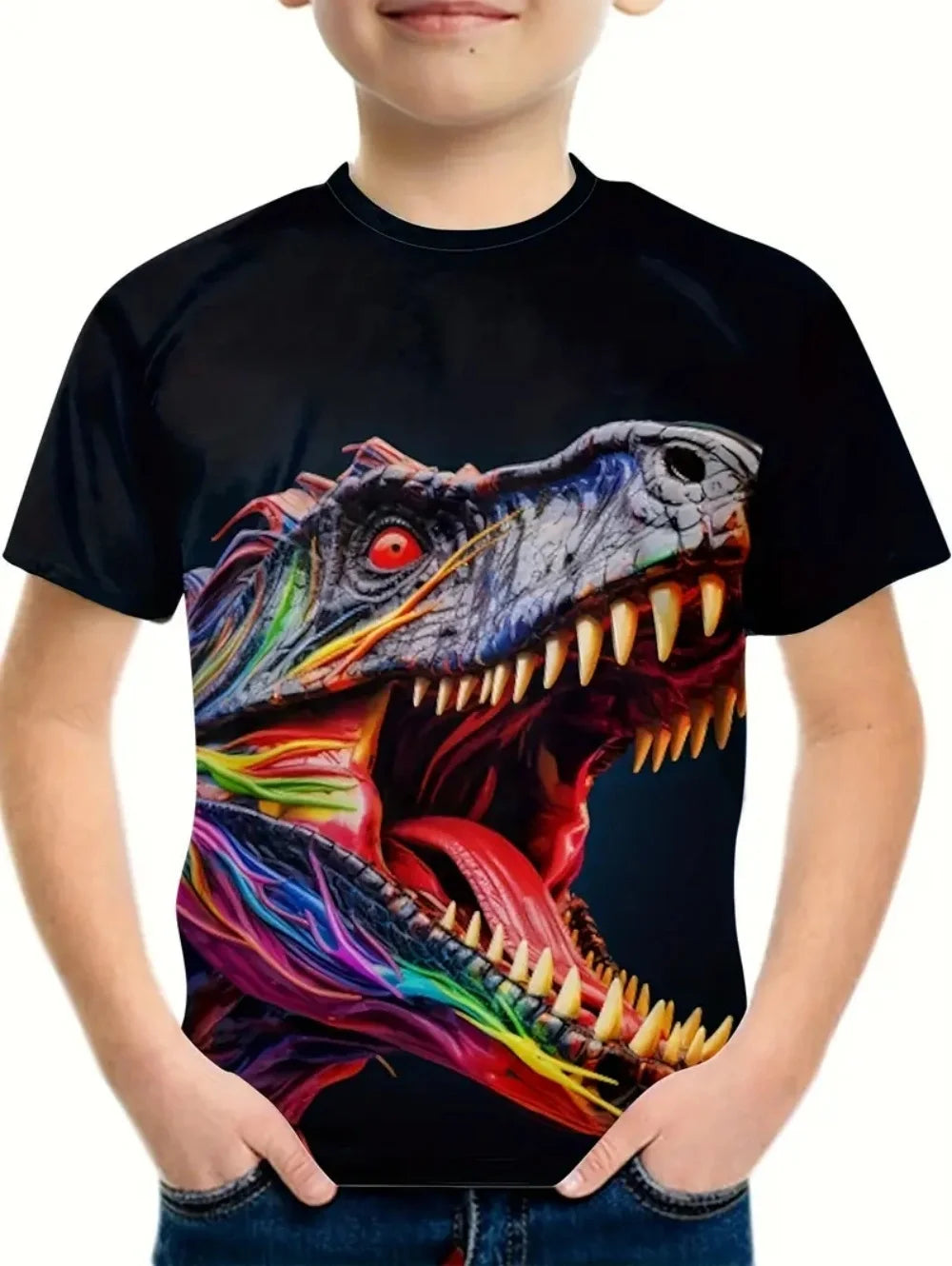 Boys Kids Clothes 3D Print Cartoon Dinosaur Graphic T Shirts Fashions Summer Streetwear O-Neck Short Sleeves T-Shirts for Boys