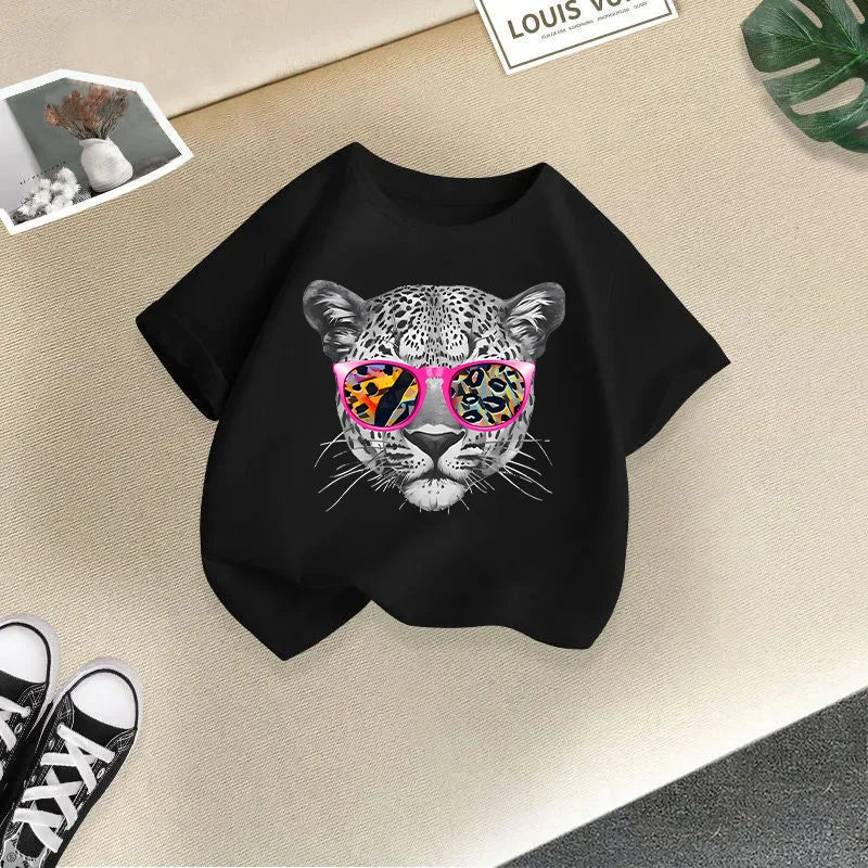 Summer's New Stylish and Fashionable Short-sleeved T-shirts for Boys and Girls, Round-neck Short-sleeved Children's Clothing