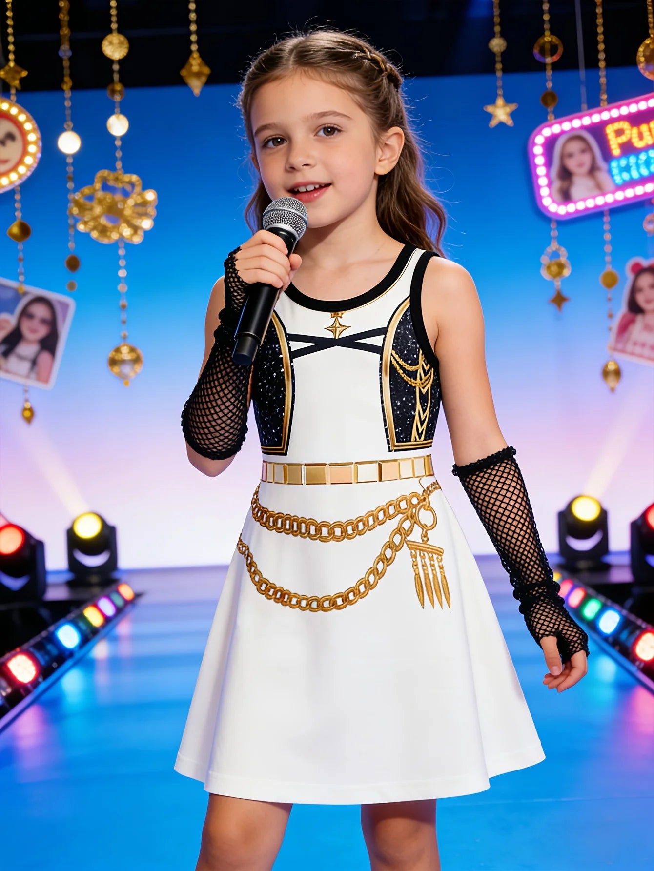Girls' Tank Top Dress Stage Performance Summer Printed Sleeveless A-line Casual College Style Dress