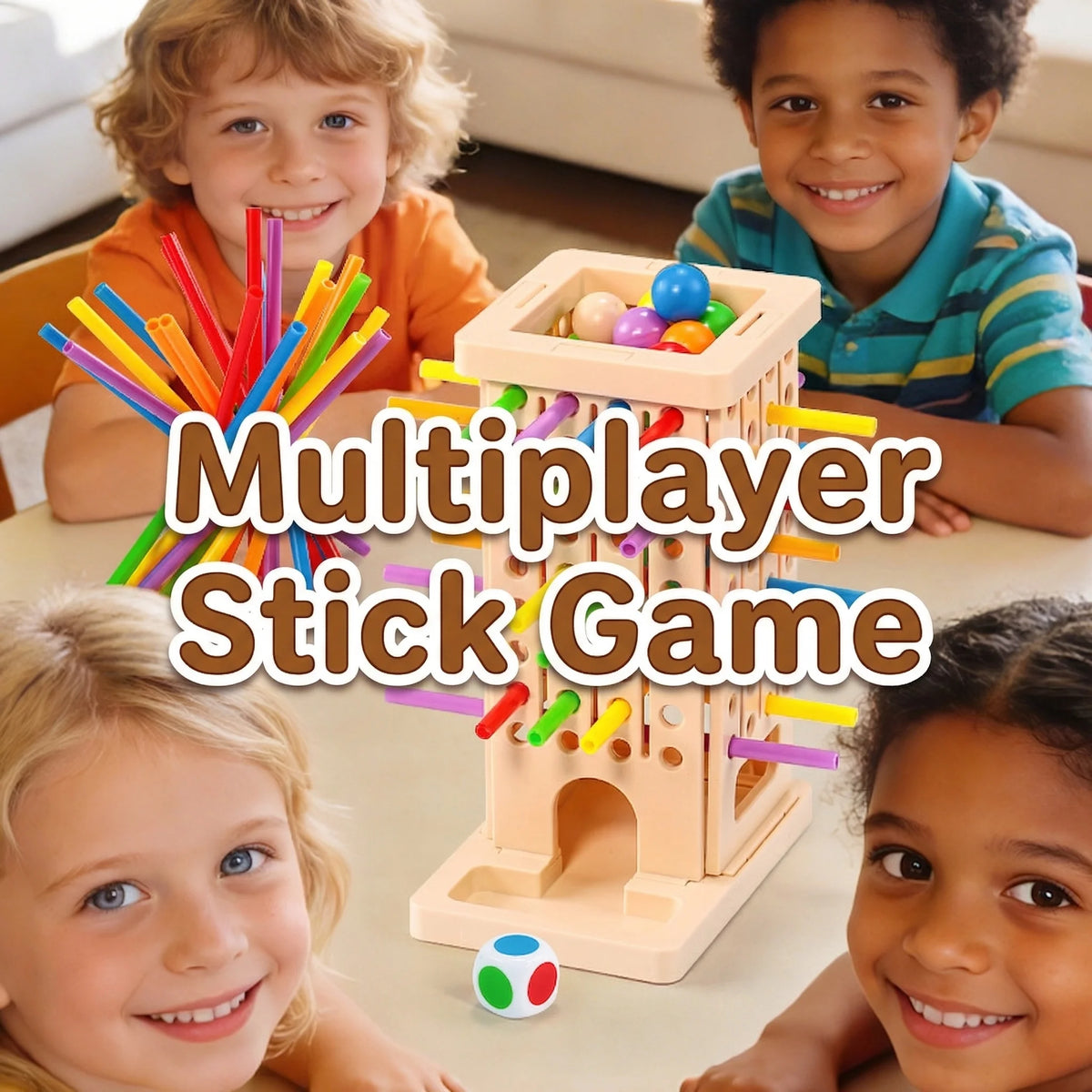 Colorful Stick Drop Ball Game, Montessori Educational Toy for Kids