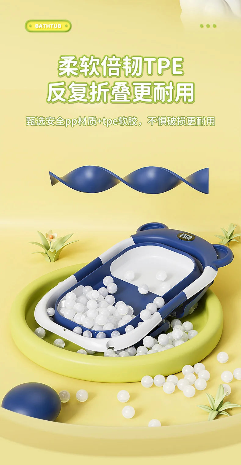 Household Newborn Baby Bath Tub Baby Can Sit and Lie Down Temperature-Sensing Bath Tub Bath Bucket Baby Folding Bath Tub