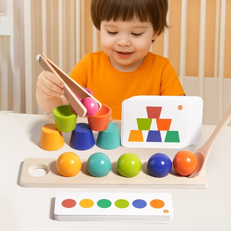 Montessori Color Ball Stacking Cup Building Block Toy, Children's Educational Cognitive, Bead-Matched Fine Motor Teaching Aid