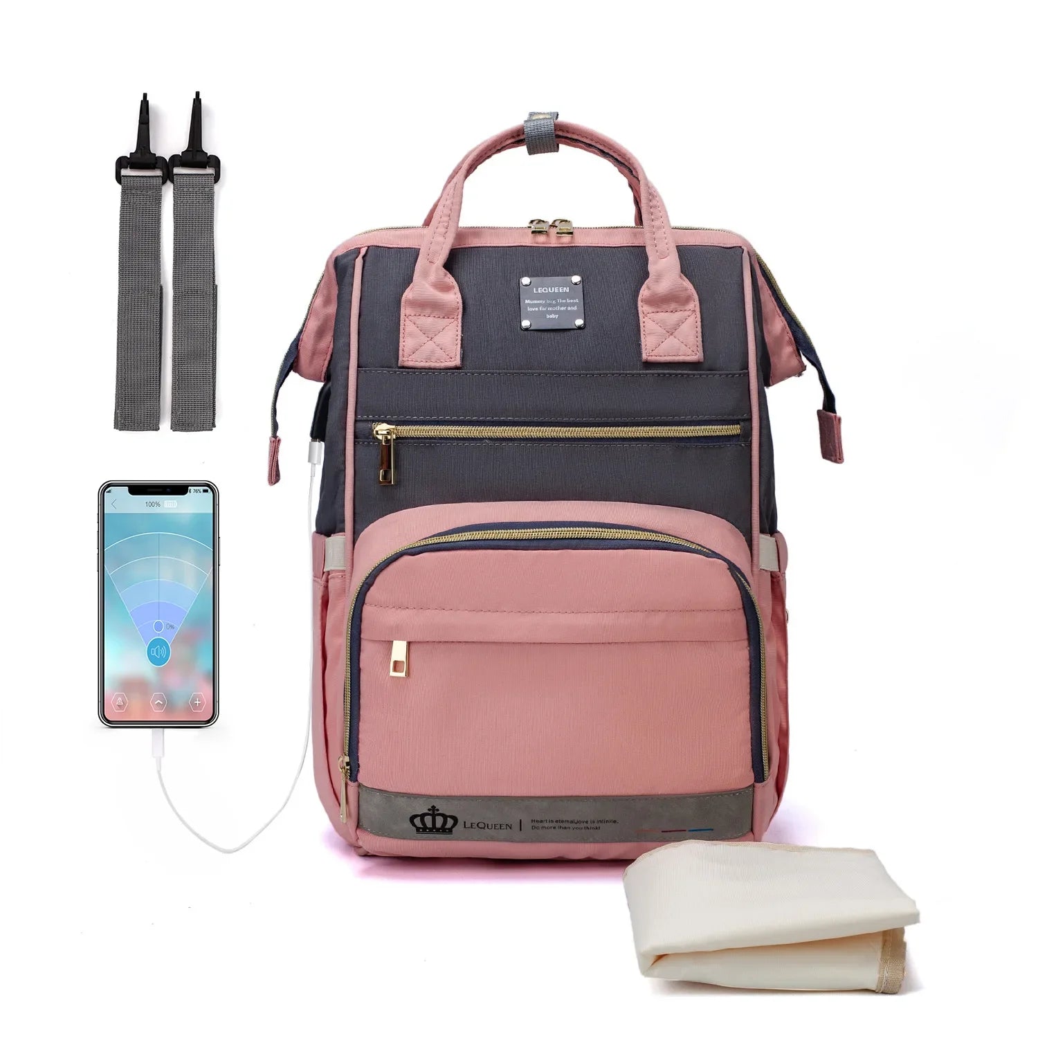 Baby Nappy Bag Mummy Bag Backpack Waterproof Storage Handbag Outdoor Travel Mommy Maternity Bag For Baby Stuff Gray Diaper Bags