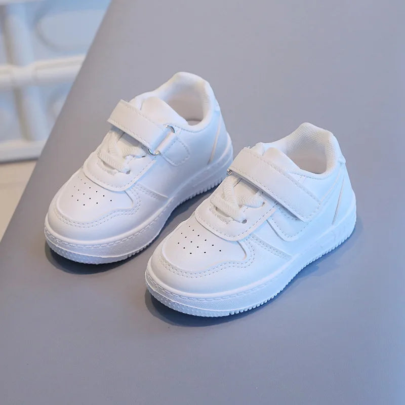 Tenis Sneakers Kids Spring/Autumn New Boys Girls Sports Shoes Casual Board Shoes Leather Soft Soled Children Small White Shoes