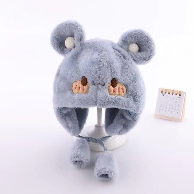 Cute Winter Warm Kids Girl Boys Baby Hats Fleece Wool Hemming Caps With Ball Solid Wool Ear Protection Hats Soft Newborn Bonnet