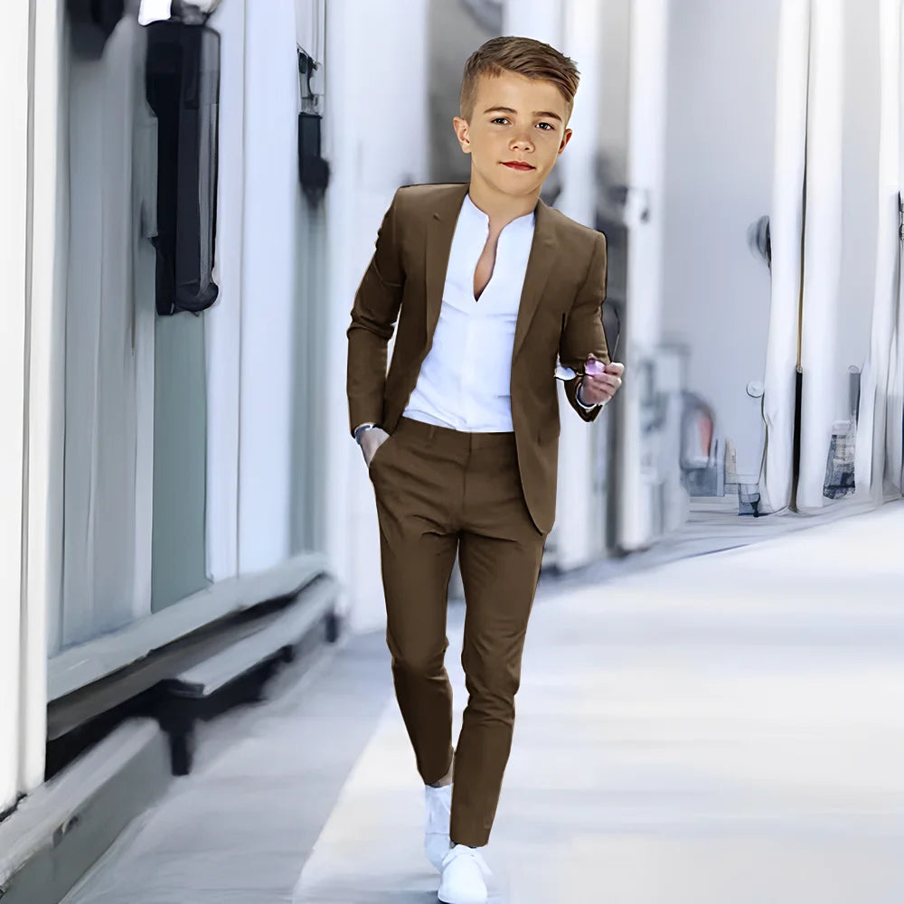 Khaki Suit for Boys Fashion Summer Jacket Pants 2-piece Set Custom Suit Wedding Boys Dress 2-16 Years Old Outfit