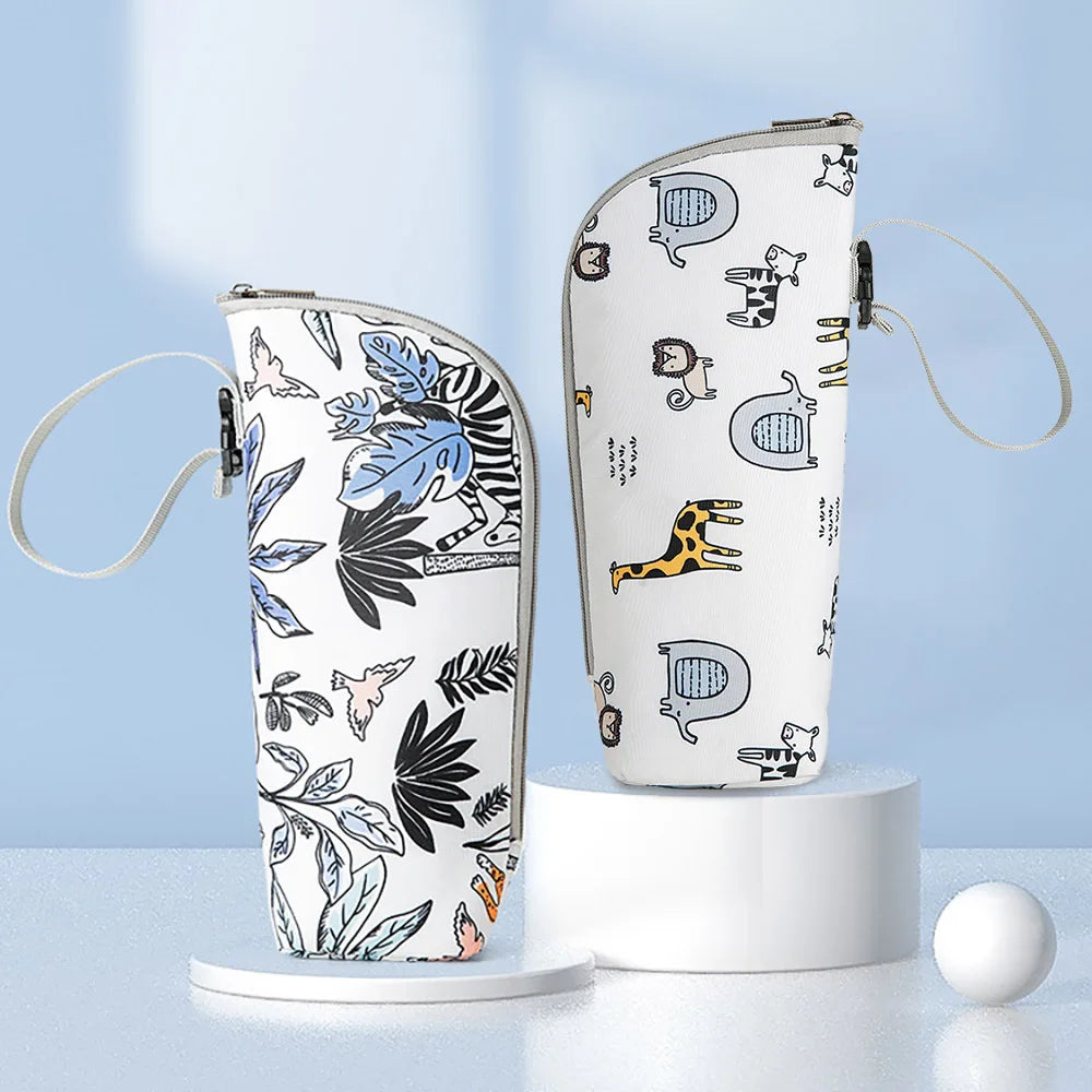 Go Out Insulated Water Bottle Wrap Baby Bottle Protective Cover Printed Aluminum Foil Tote Bag Can Be Hung Stroller Clutch Bag